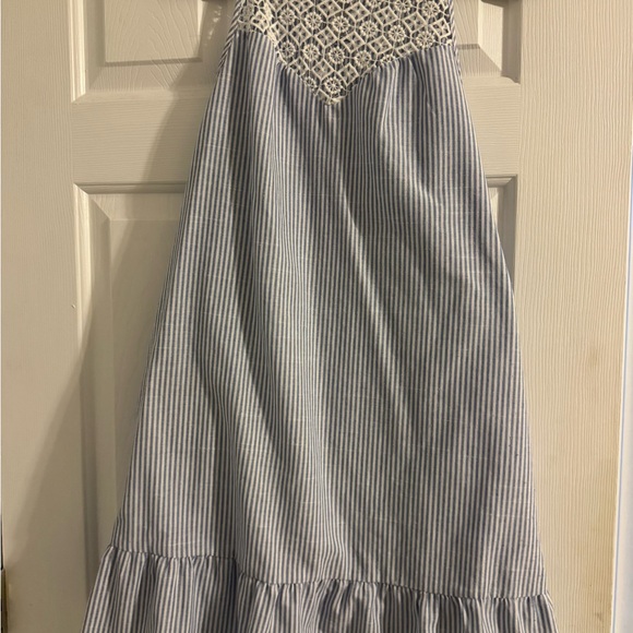 Blue and White Striped Women's Swim Cover-Up - Picture 3 of 3